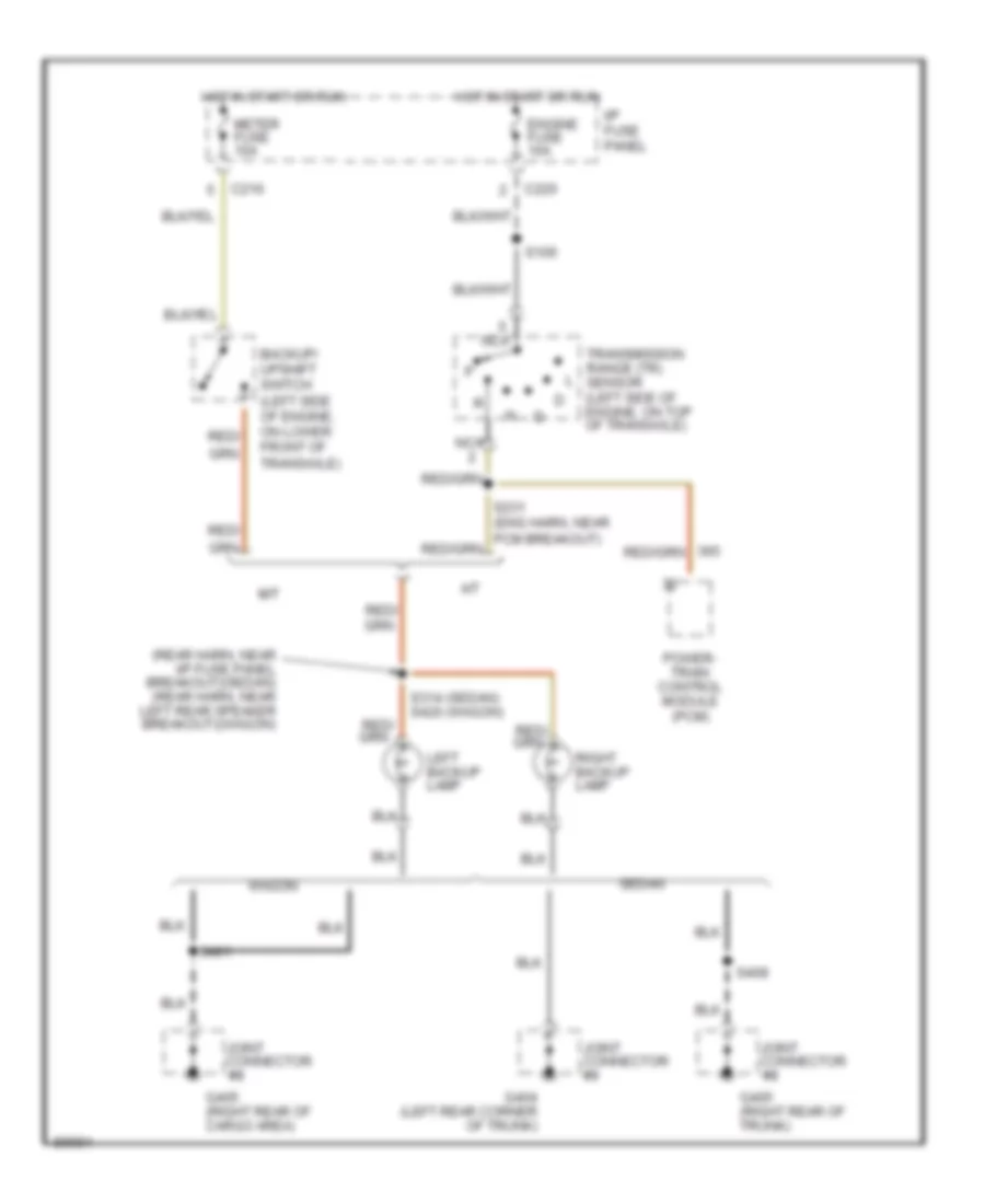 Back up Lamps Wiring Diagram for Mercury Tracer LS 1997