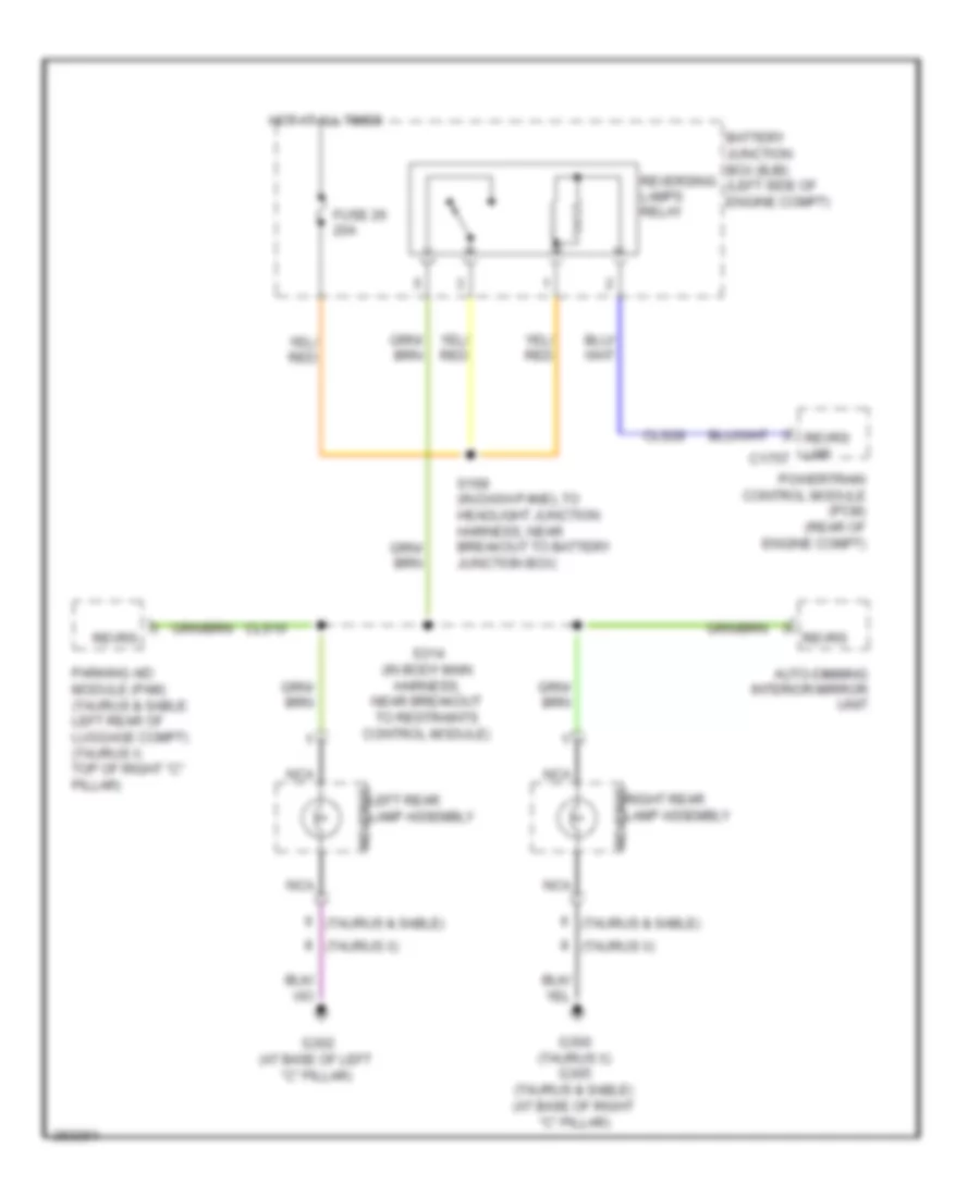 Back up Lamps Wiring Diagram for Mercury Sable Premier 2008