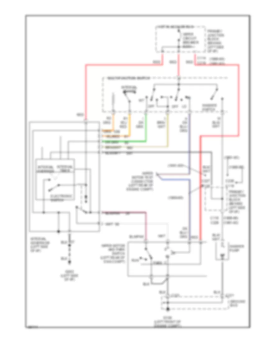 Электросхема стеклоочистителя, дворников и омывателя для Mercury Cougar XR7 1990