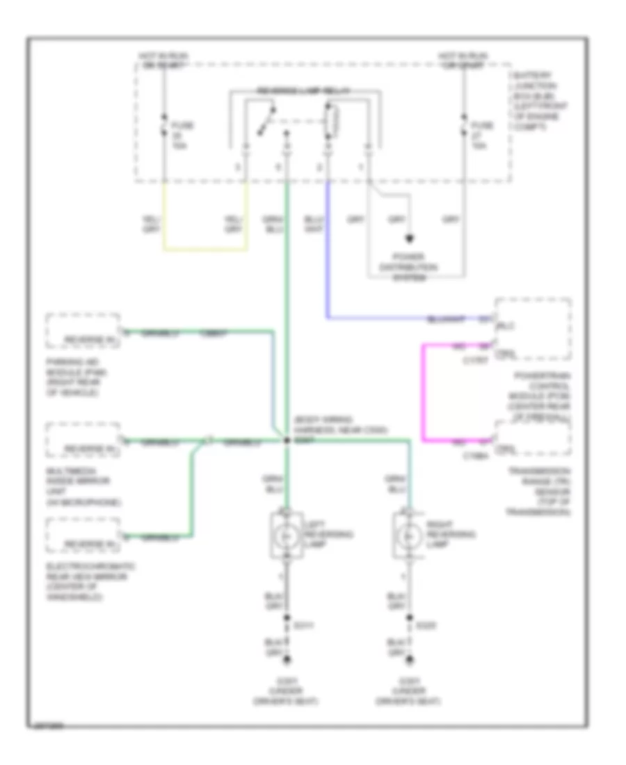 Backup Lamps Wiring Diagram Except Hybrid for Mercury Mariner 2009