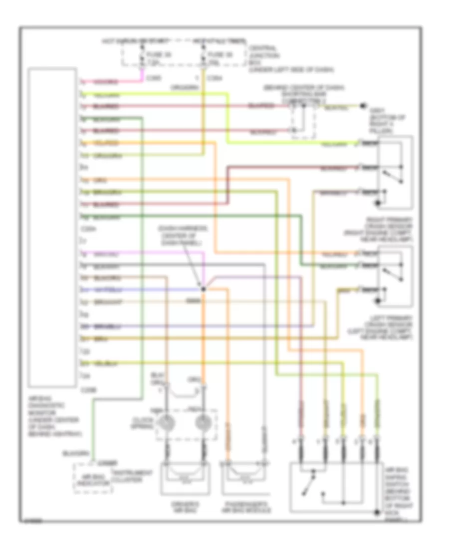 Supplemental Restraint Wiring Diagram for Mercury Mystique GS 1998