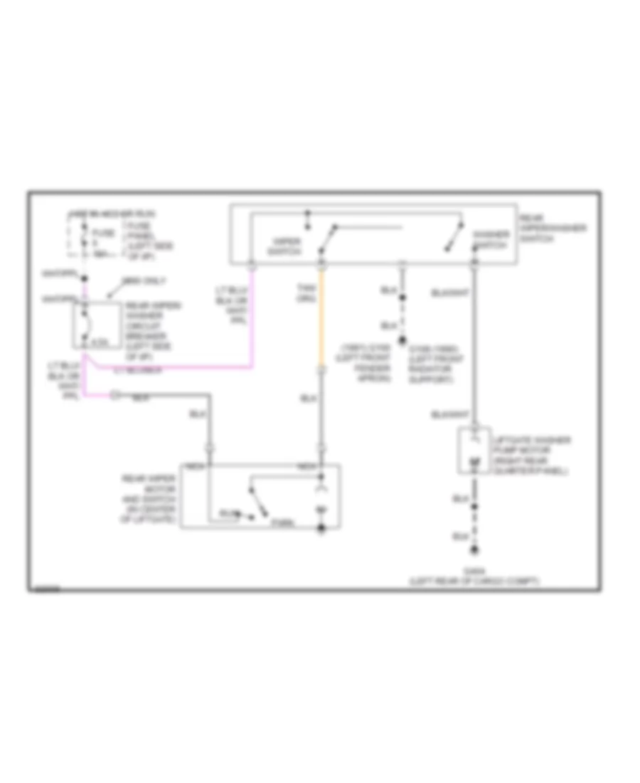 Rear Wiper Washer Wiring Diagram for Mercury Sable LS 1990