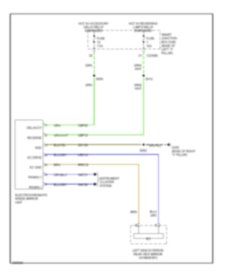 Electrochromic Mirror Wiring Diagram, without Navigation for Mercury Milan Premier 2009