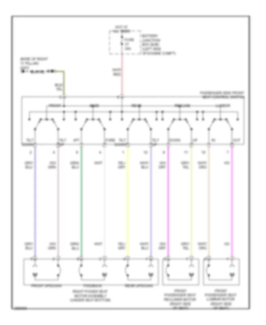 Power Seat Wiring Diagram, 8-Way Passenger Seat for Mercury Milan Premier 2009