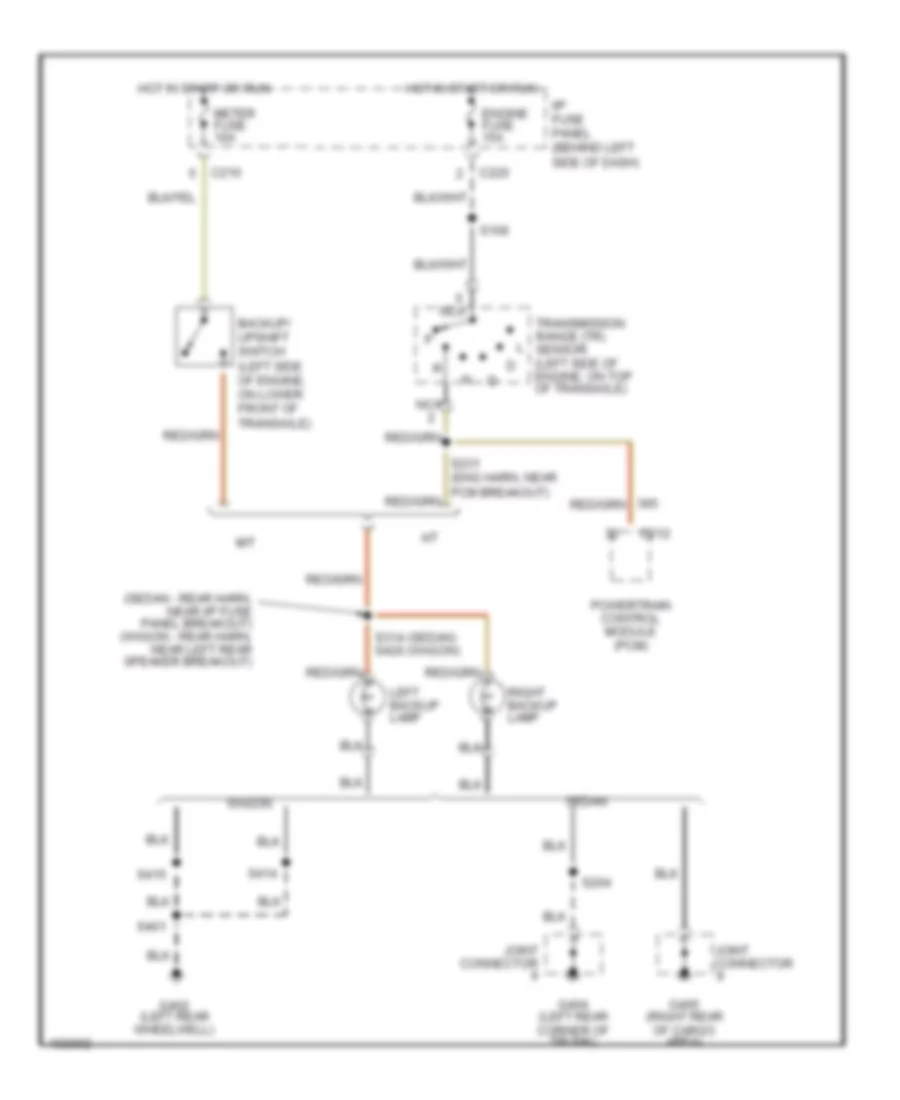 Back up Lamps Wiring Diagram for Mercury Tracer GS 1998