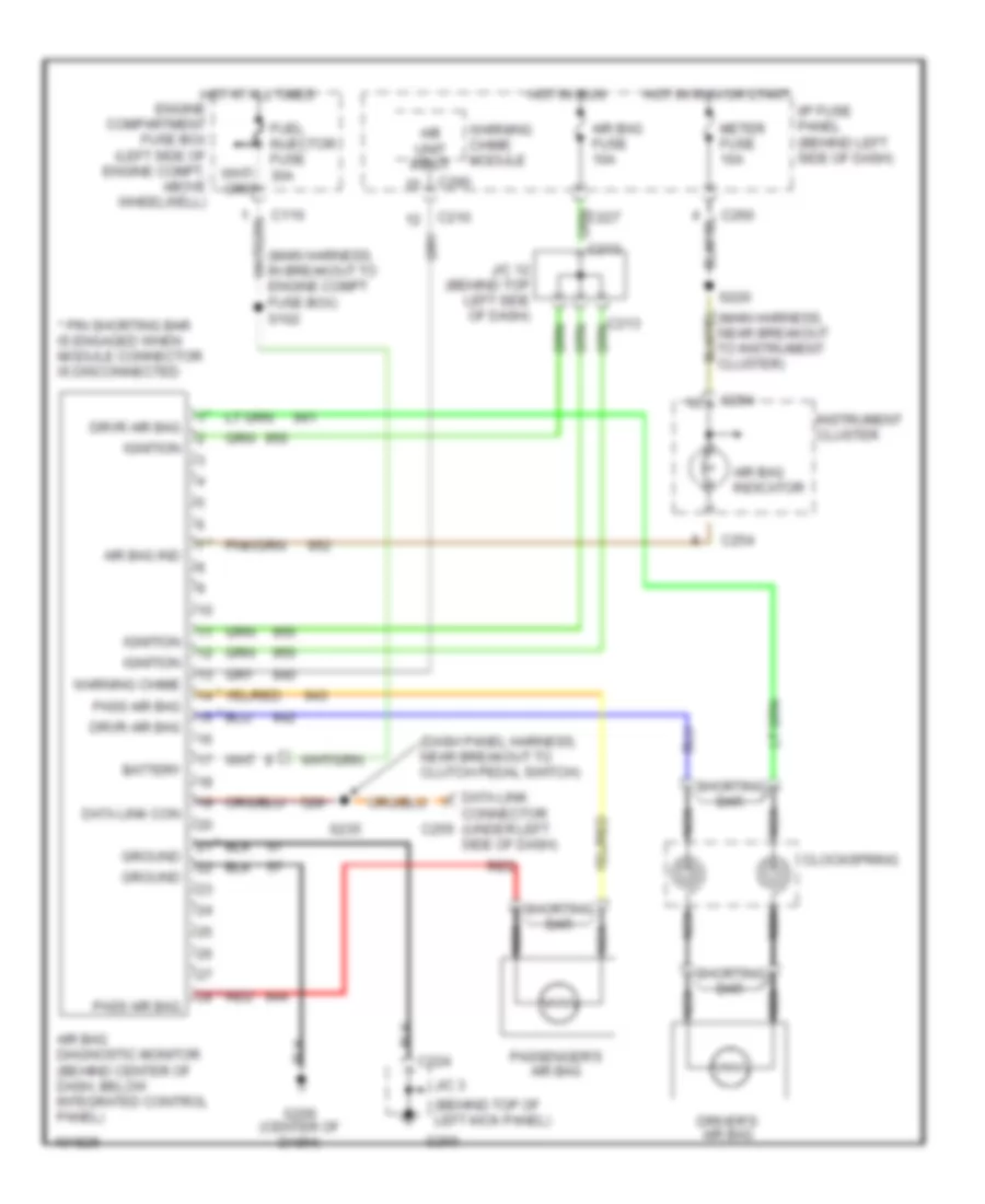 Supplemental Restraint Wiring Diagram for Mercury Tracer GS 1998