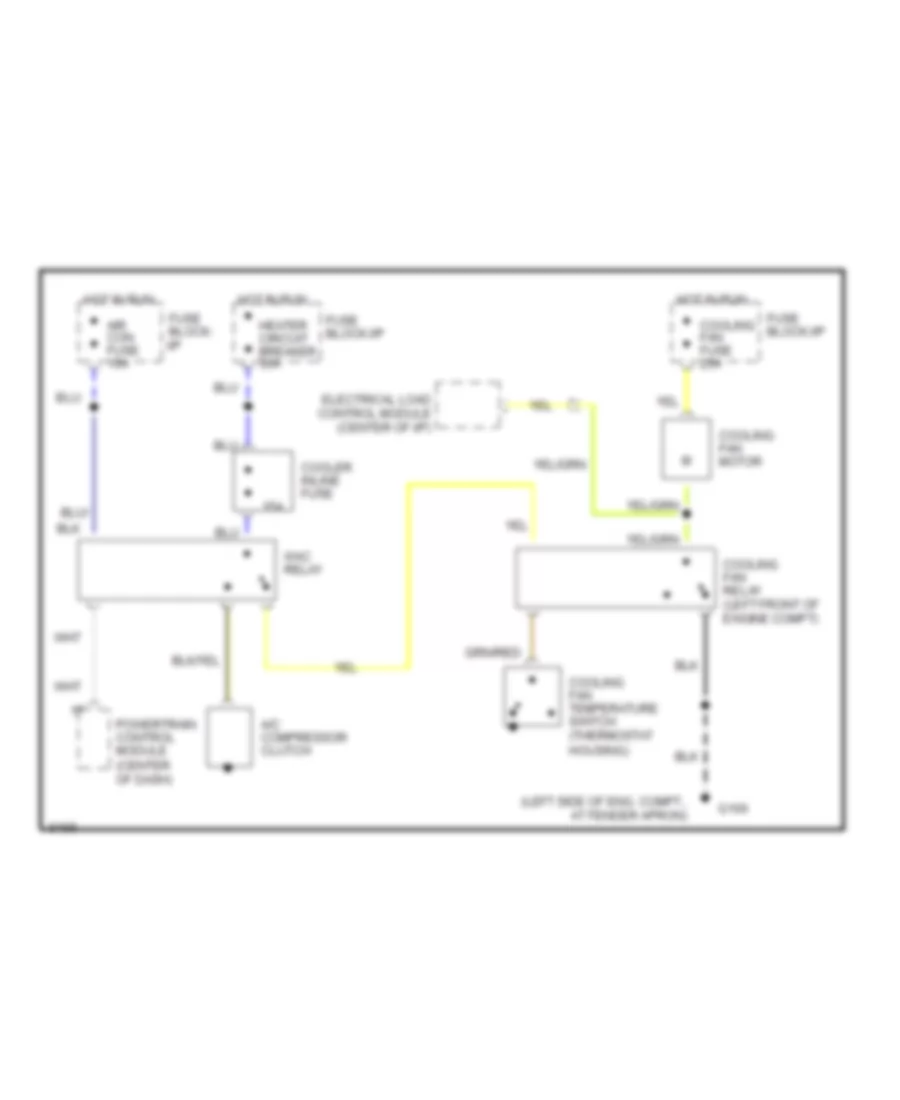 1.6L, Электросхема системы охлаждения, С счет для Mercury Capri 1991