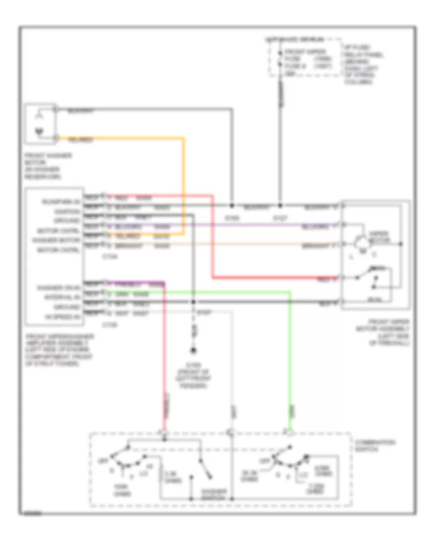 Электросхема передних стеклоочистителей дворников и омывателя лобового стекла для Mercury Villager LS 1998