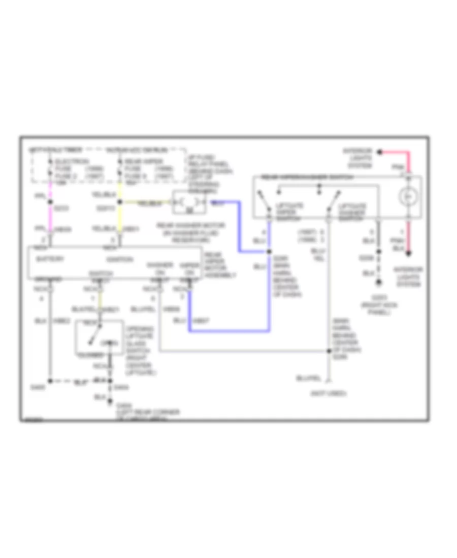 Электросхема заднего стеклоочистителя дворника и омывателя, С Подвижное Стекло Двери багажника для Mercury Villager LS 1998