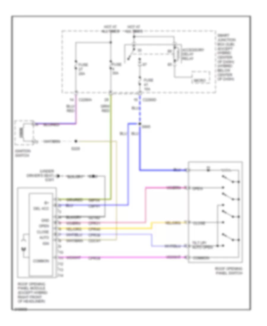 Power TopSunroof Wiring Diagram for Mercury Mariner Hybrid 2010
