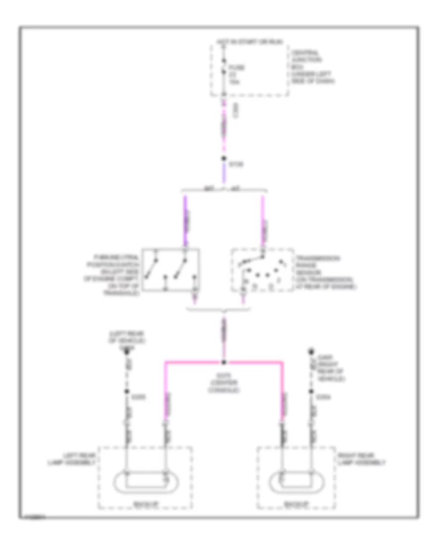 Back up Lamps Wiring Diagram for Mercury Cougar 1999