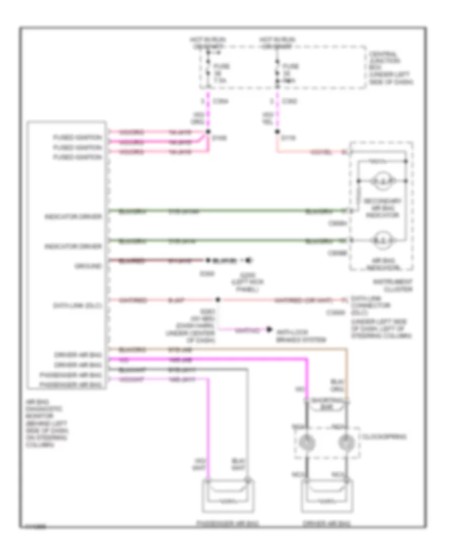 Supplemental Restraint Wiring Diagram for Mercury Mystique GS 1999