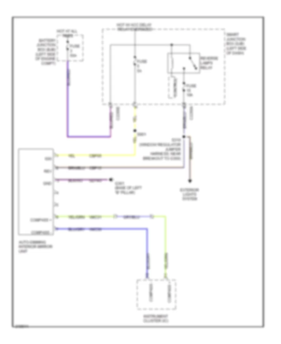 Electrochromic Mirror Wiring Diagram, without Microphone for Mercury Mountaineer 2010