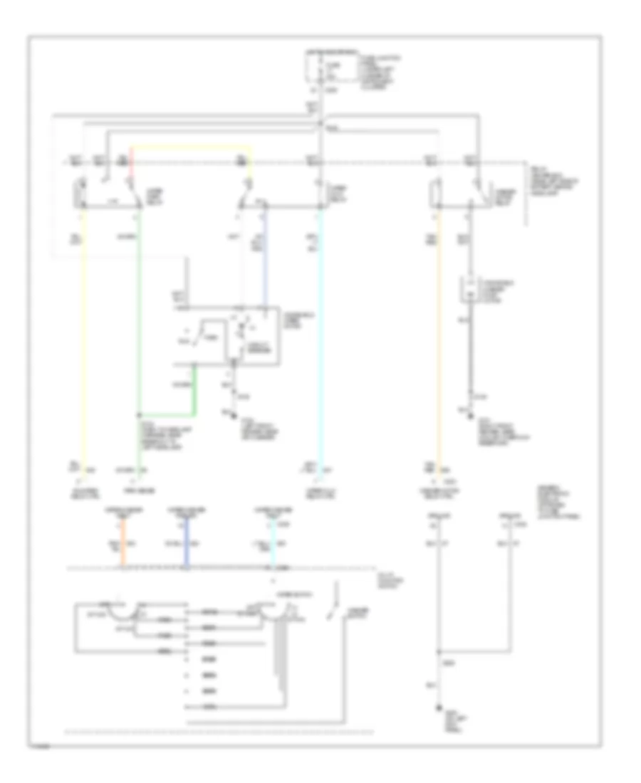 Электросхема передних стеклоочистителей дворников и омывателя лобового стекла для Mercury Sable GS 1999
