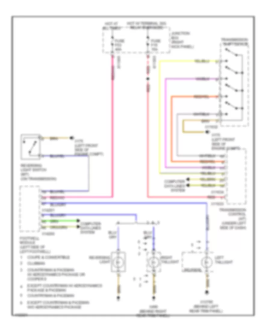 Backup Lamps Wiring Diagram for MINI Cooper S 2013