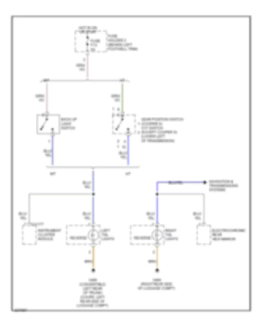 Back up Lamps Wiring Diagram for MINI Cooper S 2006