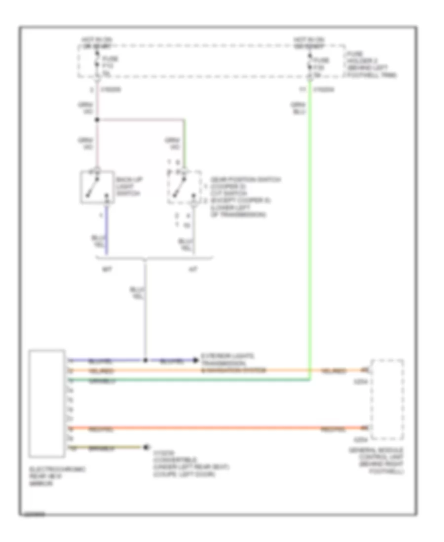 Electrochromic Mirror Wiring Diagram for MINI Cooper S 2006