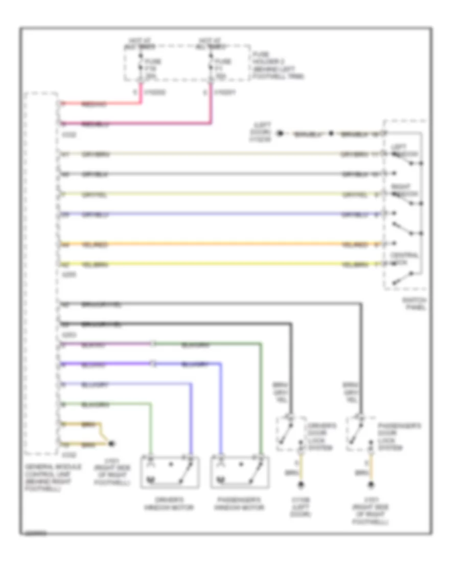 Power Windows Wiring Diagram Except Convertible for MINI Cooper S 2006