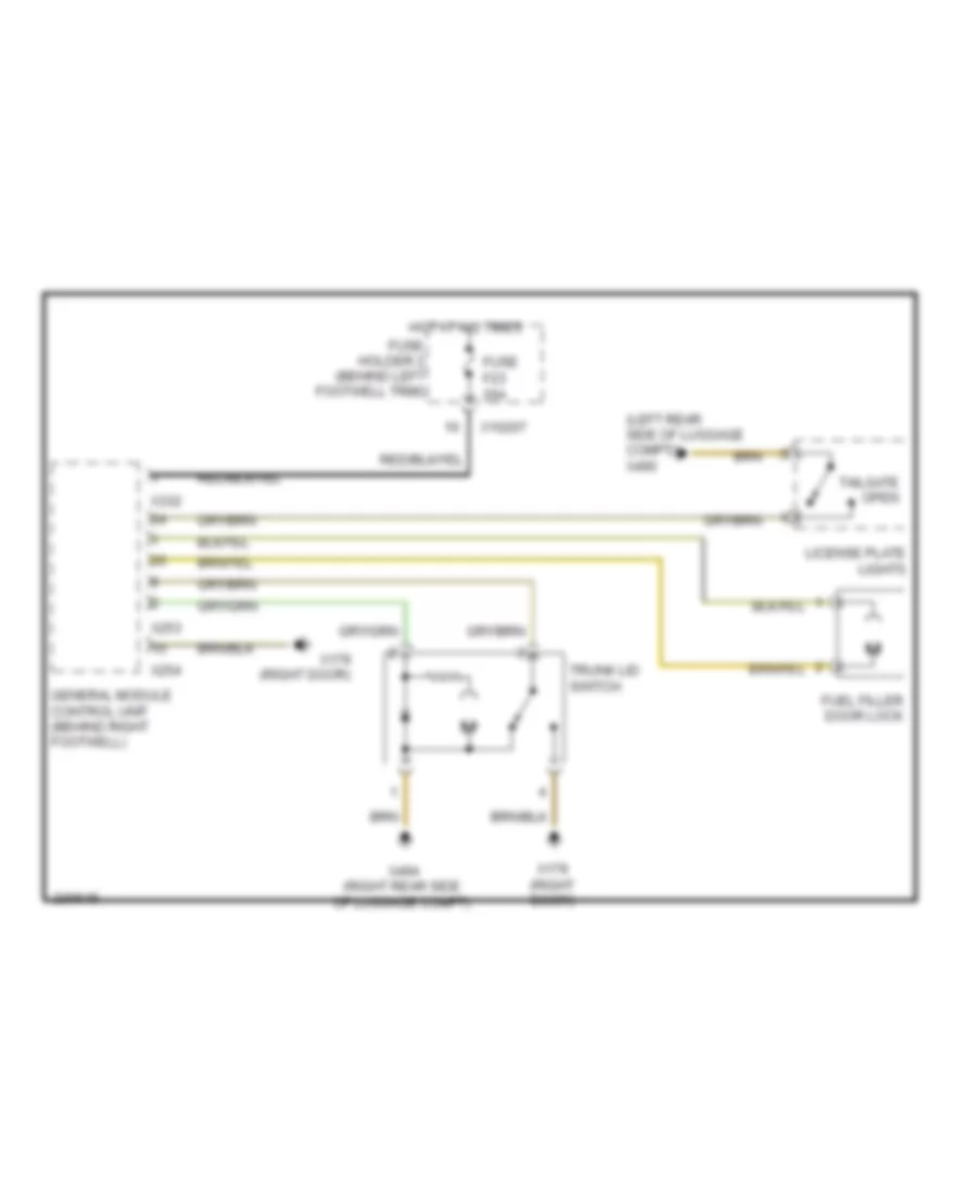 Trunk, Tailgate, Fuel Door Wiring Diagram, Except Convertible for MINI Cooper S 2006