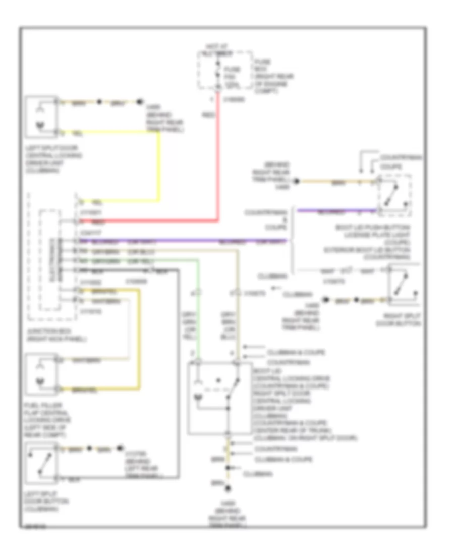 Trunk  Fuel Door Release Wiring Diagram Except Convertible for MINI Cooper Clubman 2012