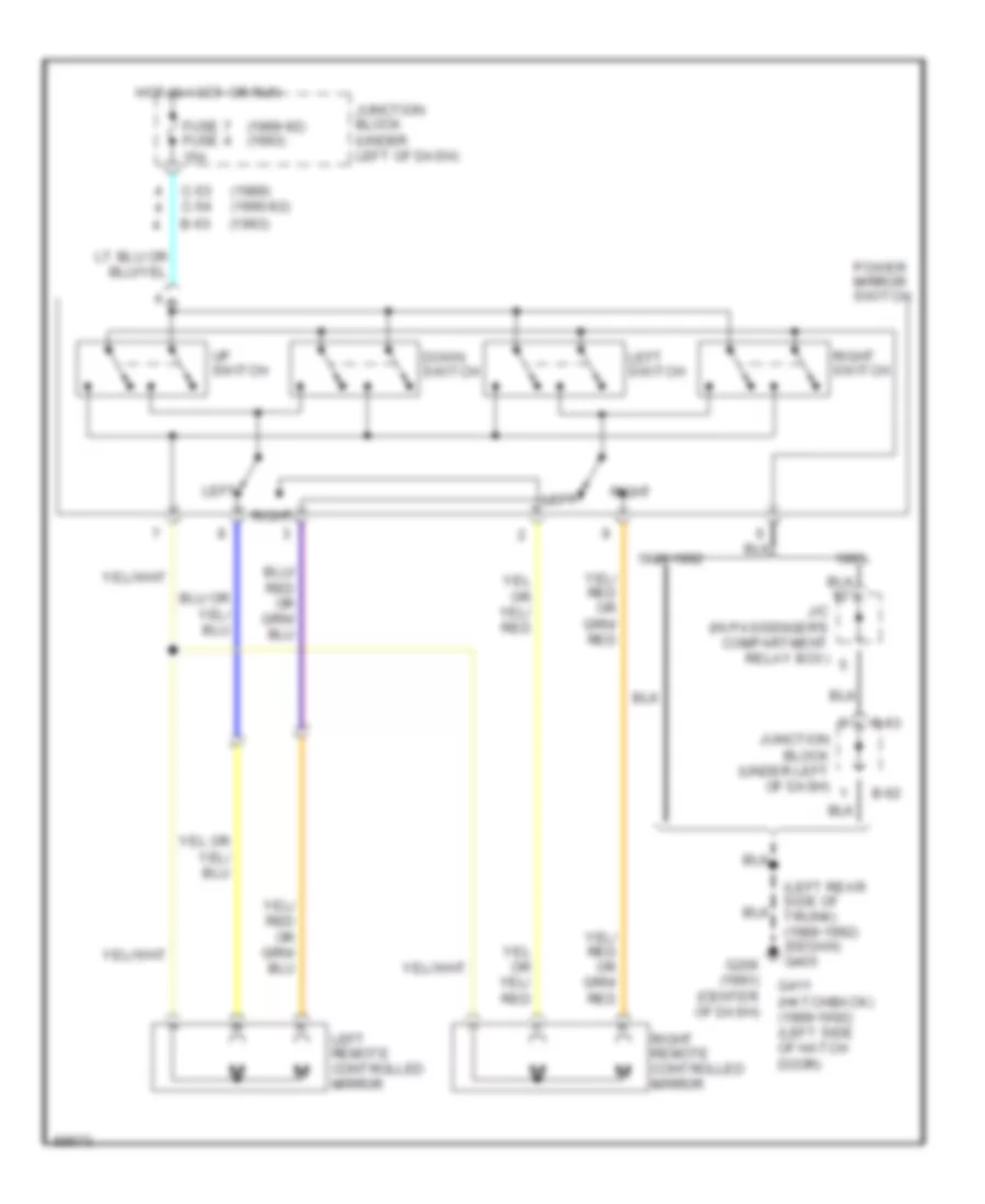 Электросхема привода зеркал для Mitsubishi Mirage VL 1990
