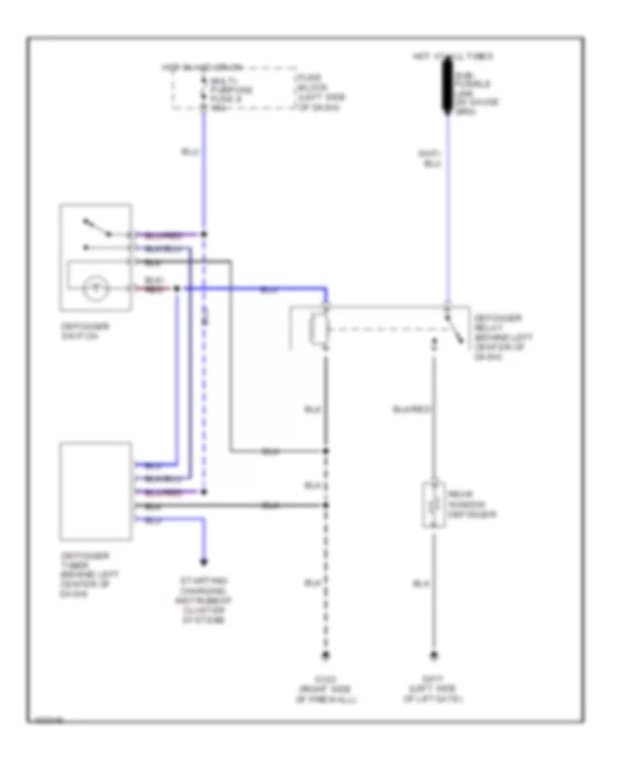 Электросхема подогрева стекол и зеркал для Mitsubishi Van LS 1990