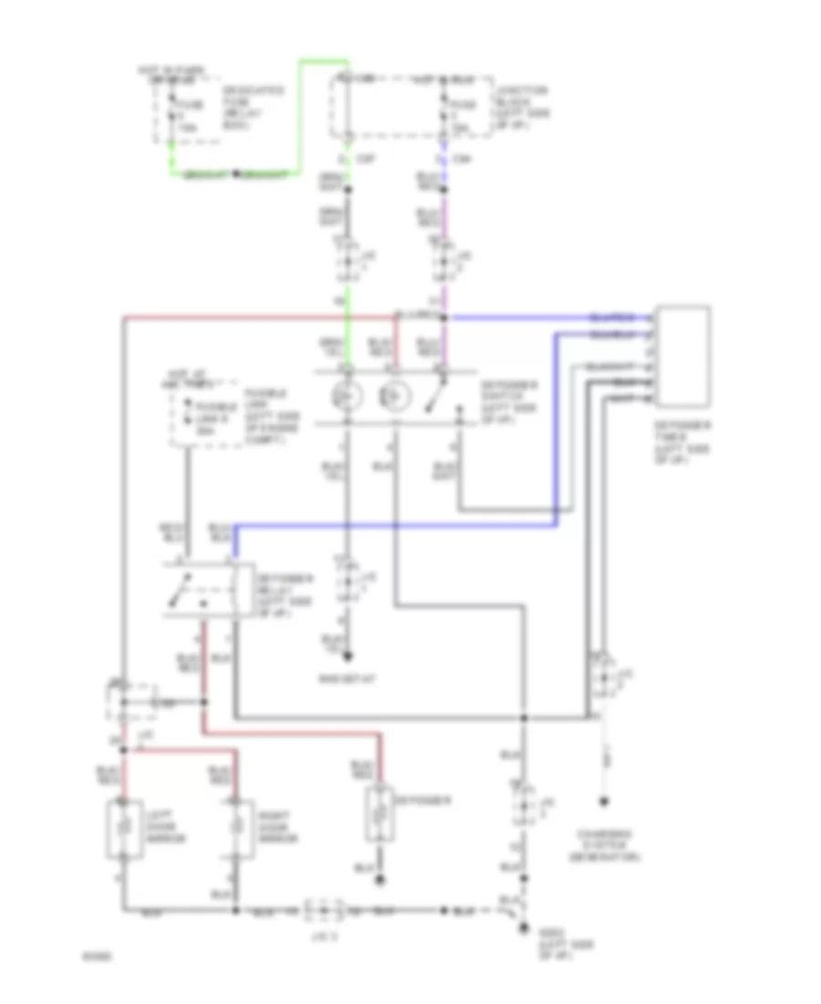 Электросхема подогрева стекол и зеркал для Mitsubishi Montero LS 1994