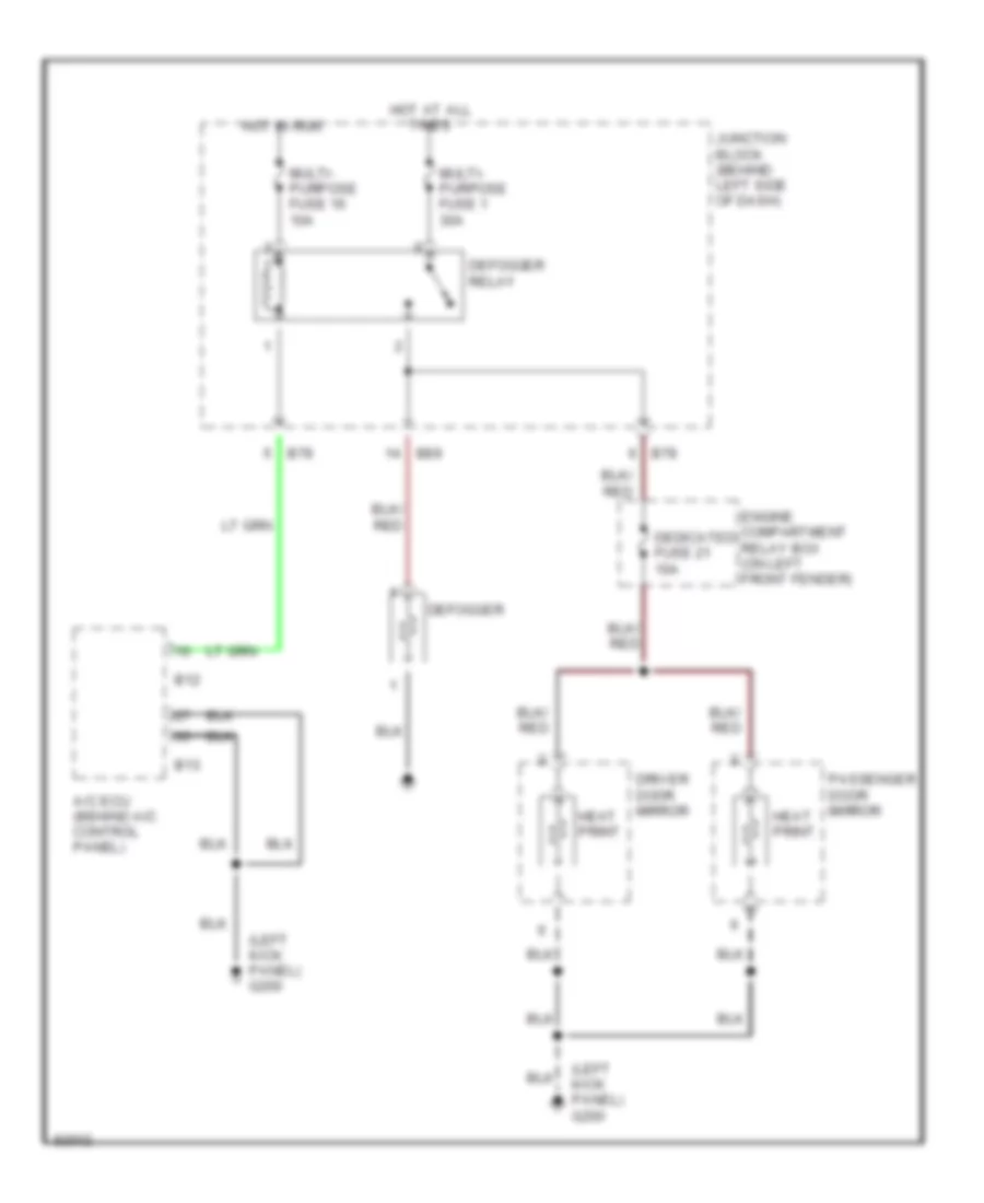 Электросхема подогрева стекол и зеркал для Mitsubishi Diamante 1999