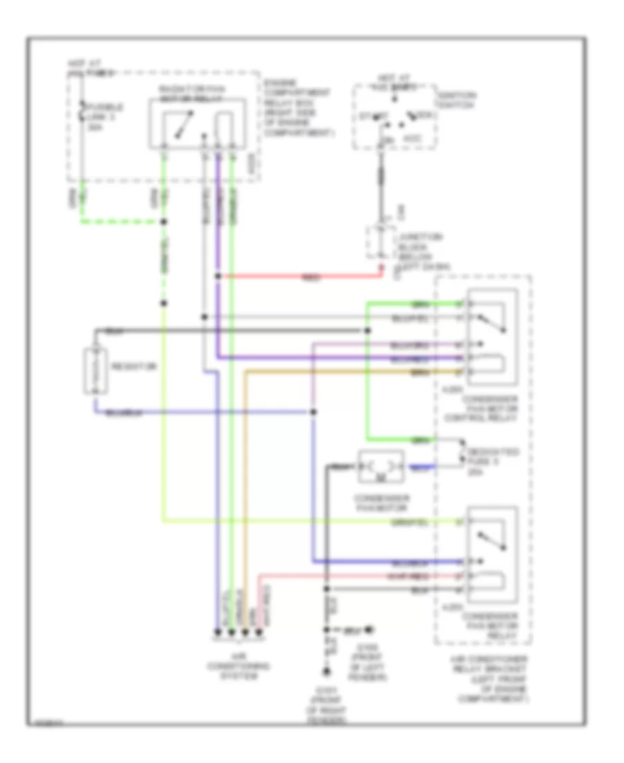 1.6L, Condenser Cooling Fan Wiring Diagram for Mitsubishi Mirage LS 1992