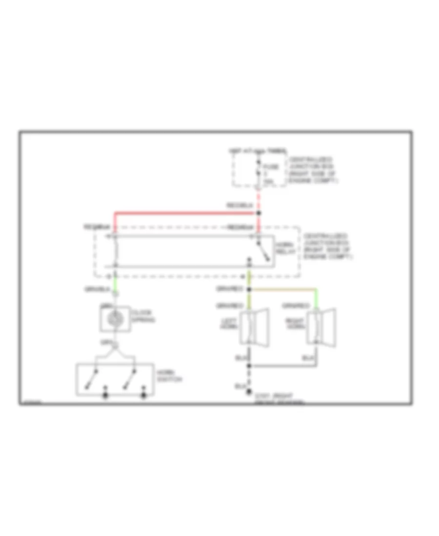 Horn Wiring Diagram, without Anti-theft for Mitsubishi 3000GT SL 1993
