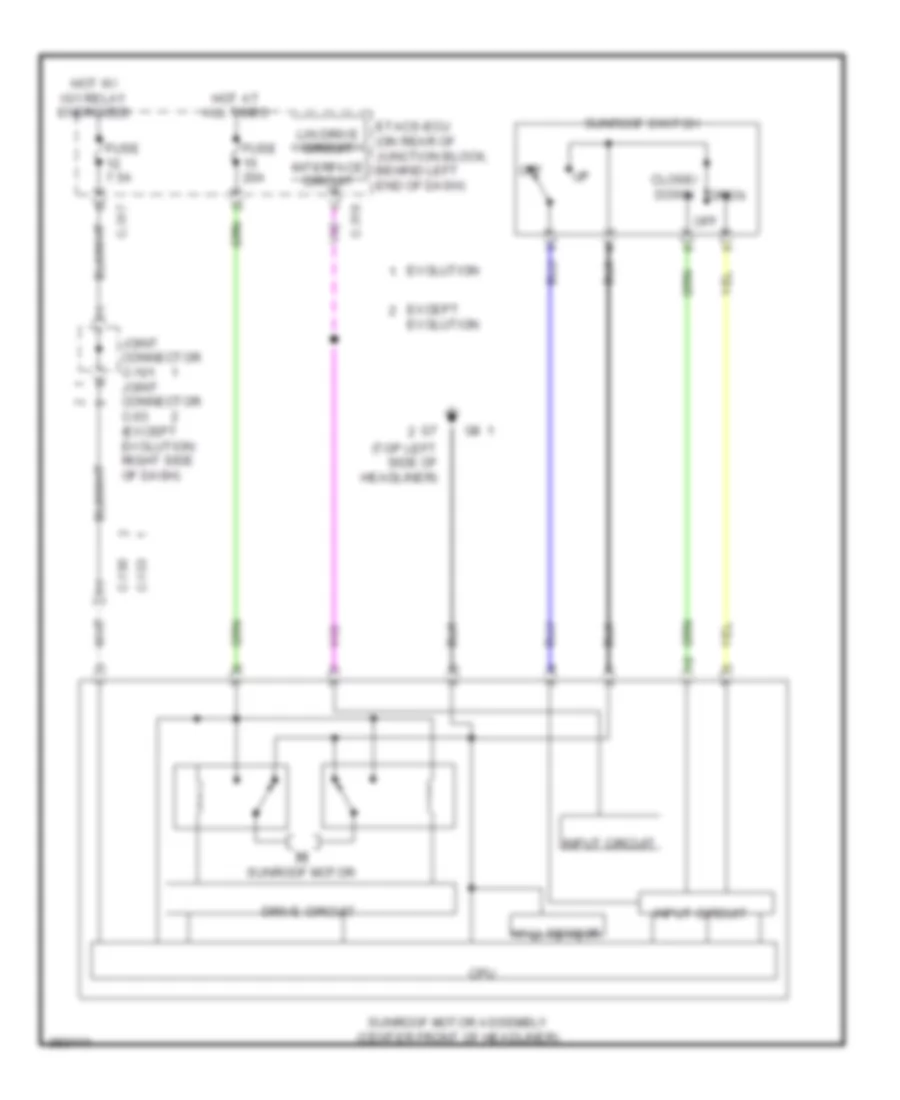Power TopSunroof Wiring Diagram for Mitsubishi Lancer Evolution MR 2013