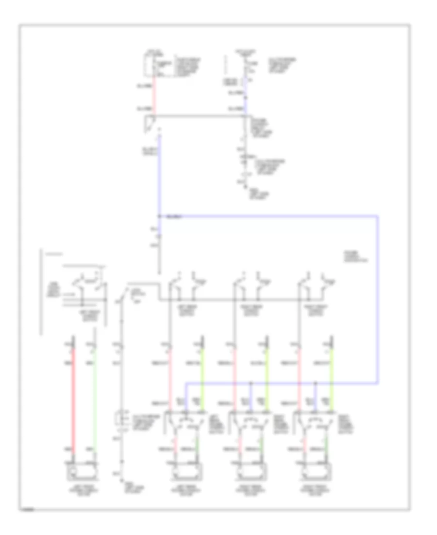 2.0L, Power Window Wiring Diagram, without ETACS Unit for Mitsubishi Galant 1990