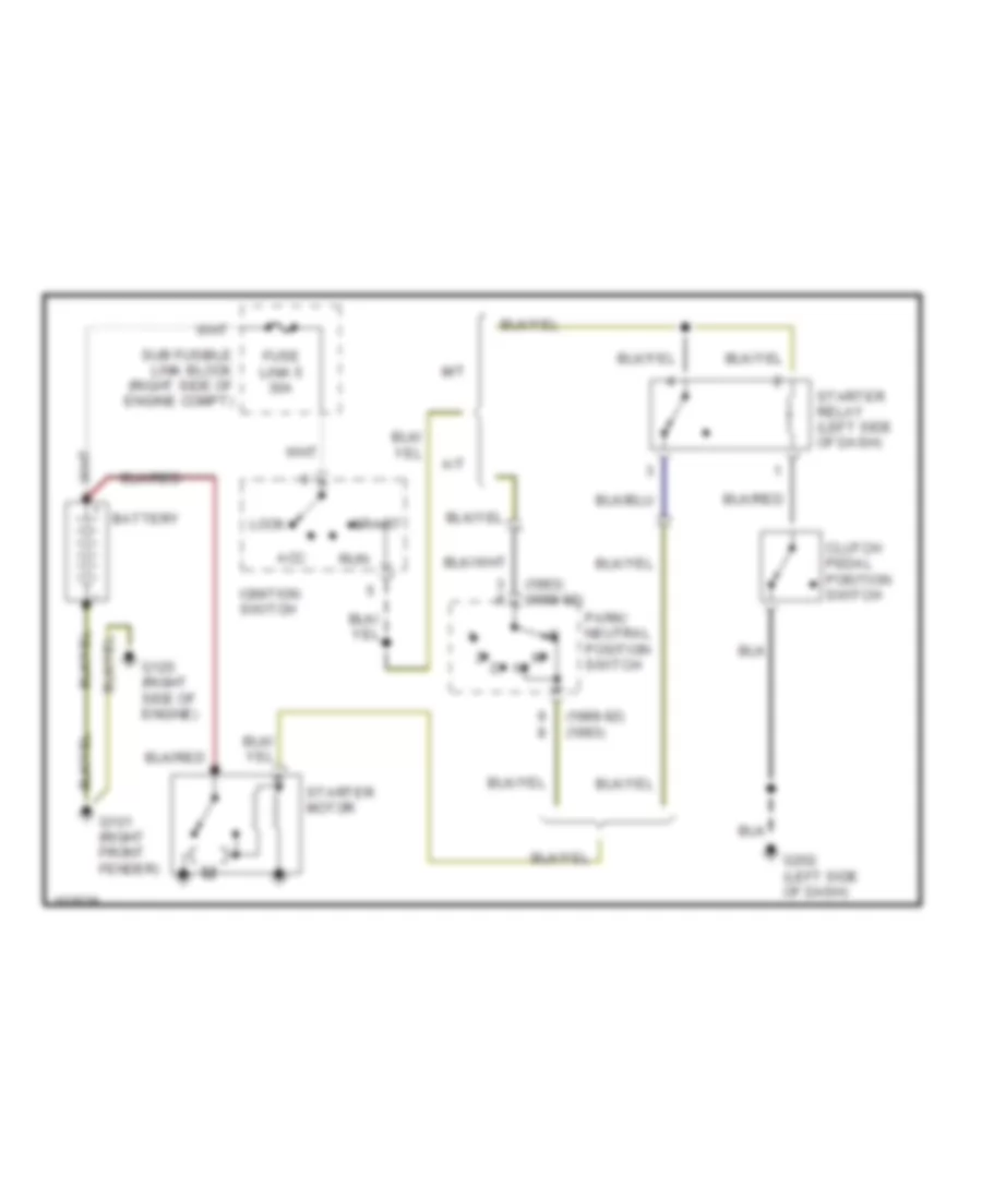 Starting Wiring Diagram, without Theft Deterrent for Mitsubishi Galant 1990