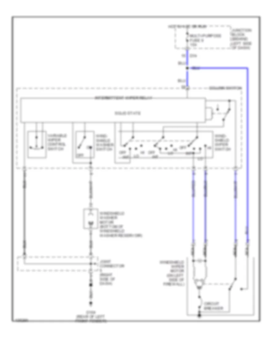 Электросхема передних стеклоочистителей дворников и омывателя лобового стекла для Mitsubishi Montero Sport ES 2000