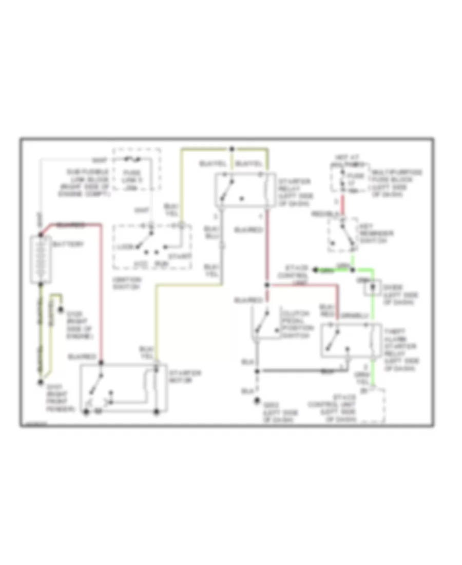 Starting Wiring Diagram with Theft Deterrent for Mitsubishi Galant GS 1990