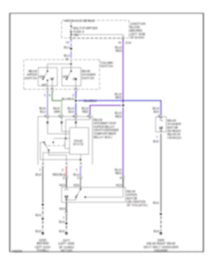 Электросхема заднего стеклоочистителя дворника и омывателя для Mitsubishi Montero Sport LS 2000
