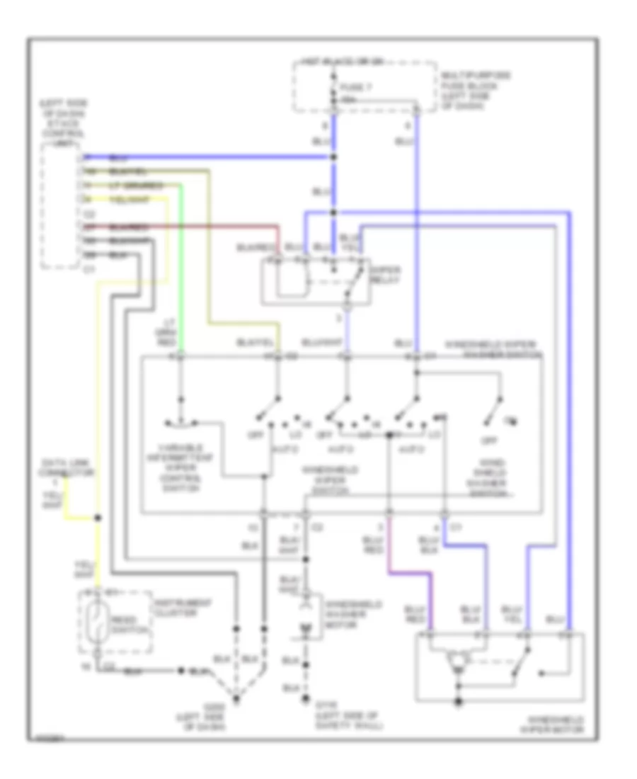 Электросхема стеклоочистителя, дворников и омывателя, С Блок управления ETACS для Mitsubishi Galant LS 1990