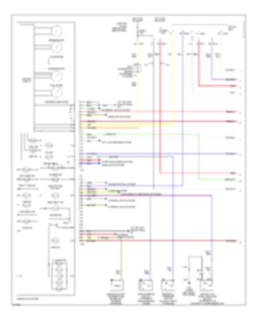 Instrument Cluster Wiring Diagram, Except Evolution (1 of 2) for Mitsubishi Lancer Evolution MR 2005