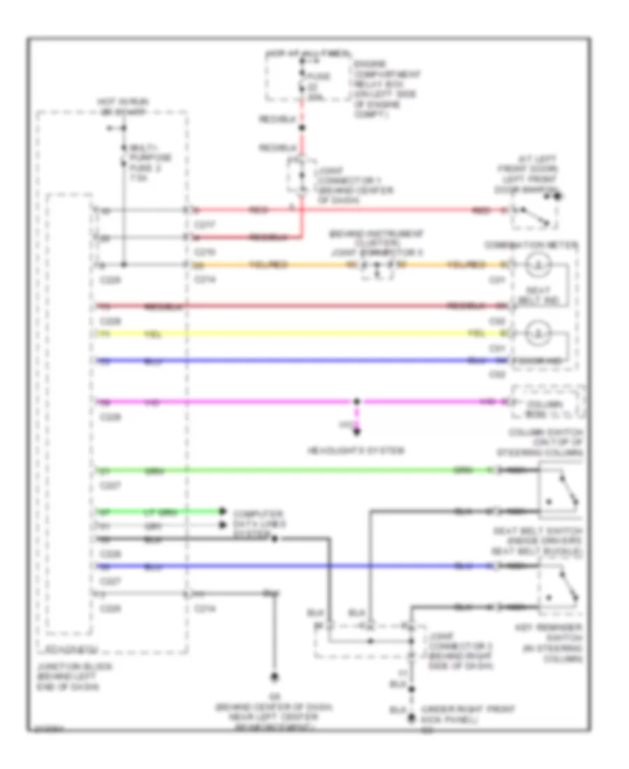 Warning Systems Wiring Diagram, Except Evolution for Mitsubishi Lancer Evolution MR 2005