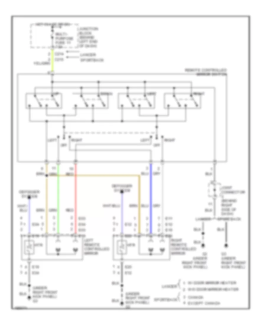 Power Mirrors Wiring Diagram, Except Evolution for Mitsubishi Lancer O-Z Rally 2004
