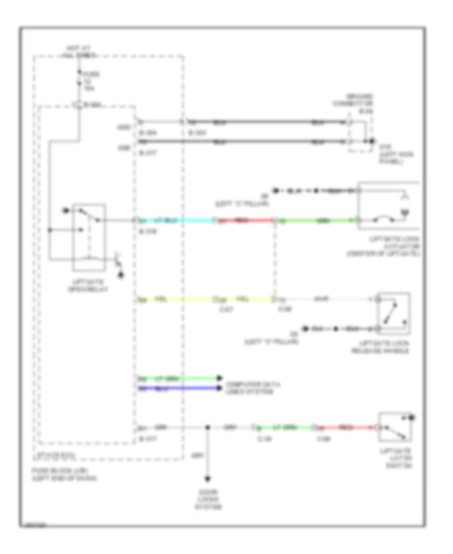 Liftgate Release Wiring Diagram for Mitsubishi i MiEV SE 2014