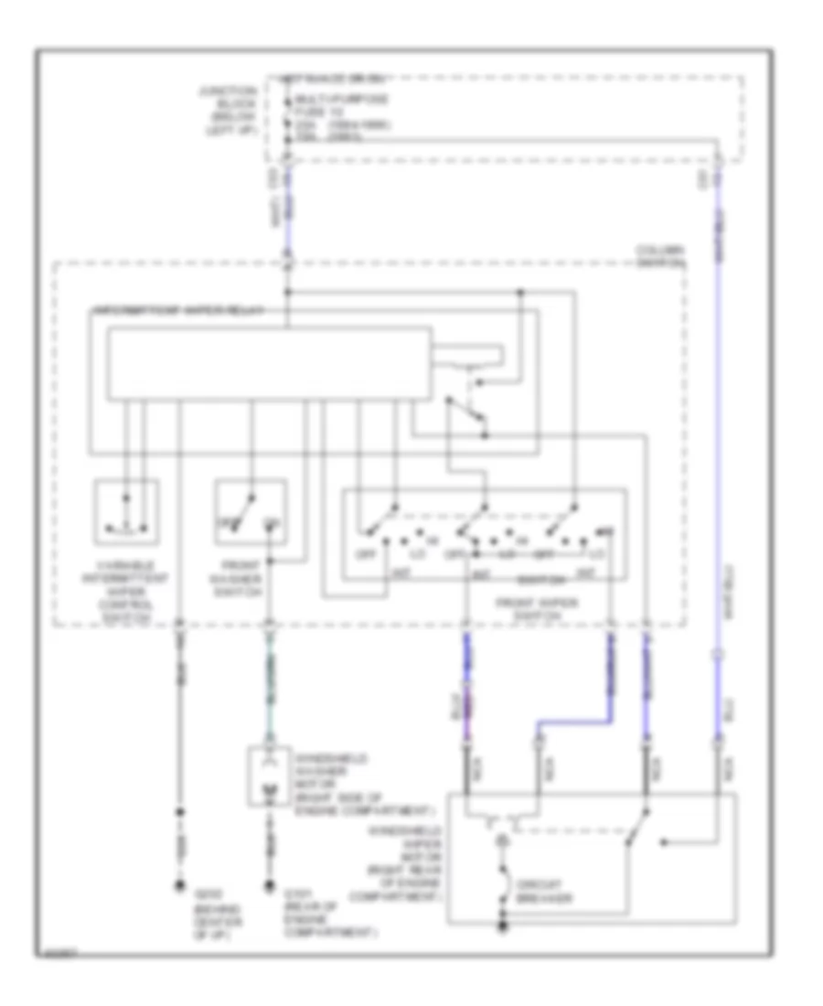 Электросхема стеклоочистителя, дворников и омывателя Интервала для Mitsubishi Mirage ES 1993