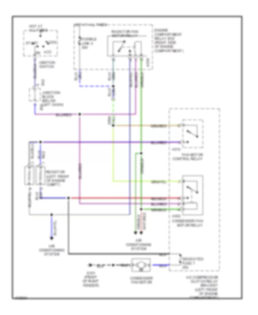 1.8L, Condenser Cooling Fan Wiring Diagram for Mitsubishi Mirage S 1993