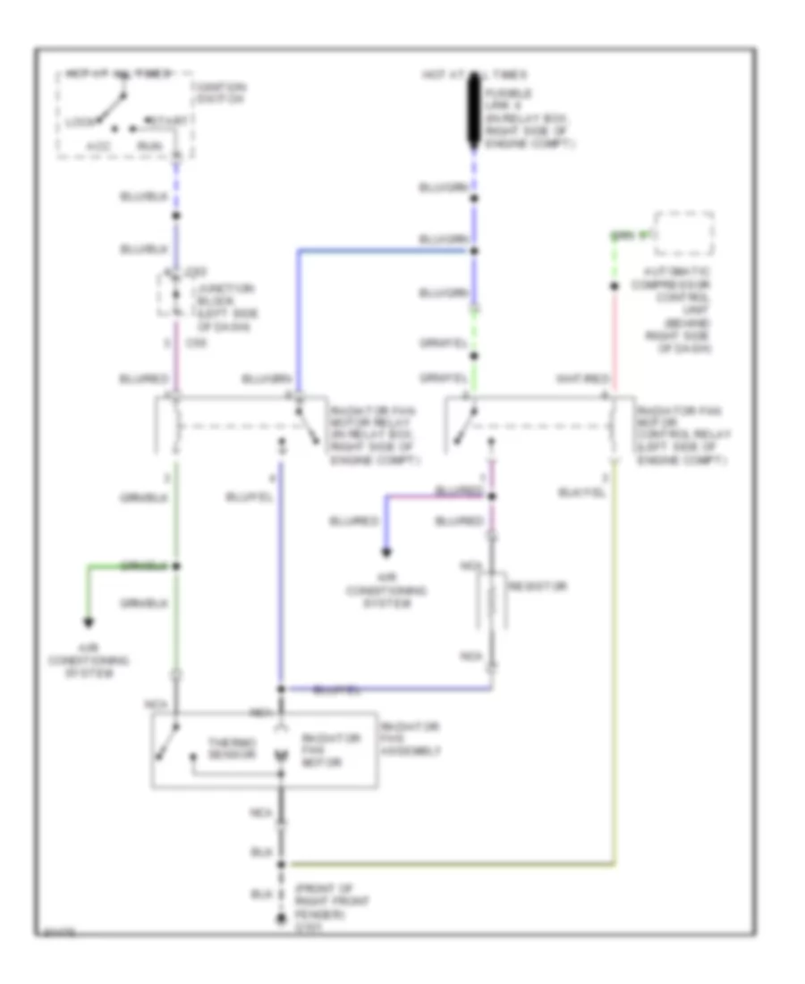 1.8L, Cooling Fan Wiring Diagram for Mitsubishi Mirage S 1993