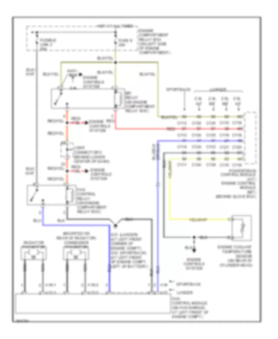 Cooling Fan Wiring Diagram Except Evolution for Mitsubishi Lancer Sportback LS 2004