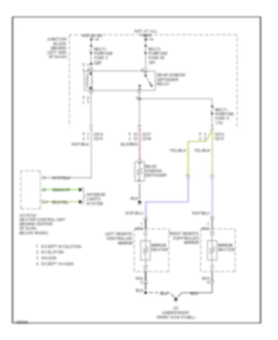 Defoggers Wiring Diagram for Mitsubishi Lancer Sportback LS 2004