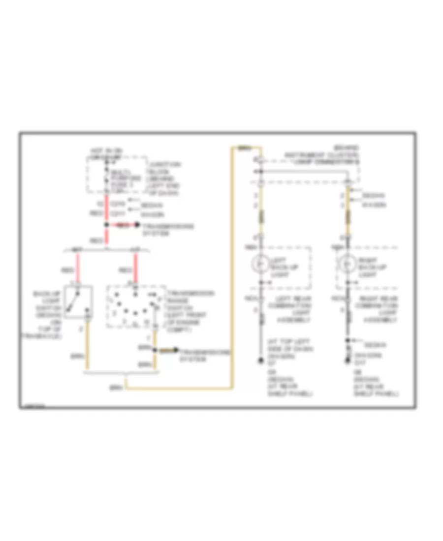 Back-up Lamps Wiring Diagram, Except Evolution for Mitsubishi Lancer Sportback LS 2004