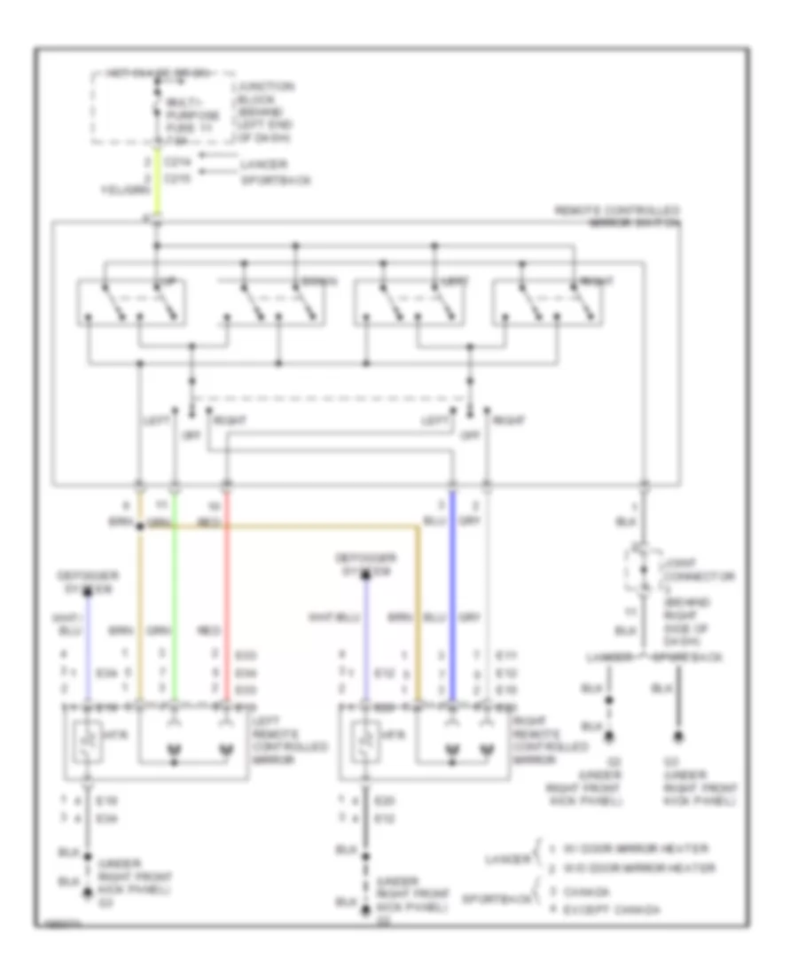 Power Mirrors Wiring Diagram Except Evolution for Mitsubishi Lancer Sportback LS 2004