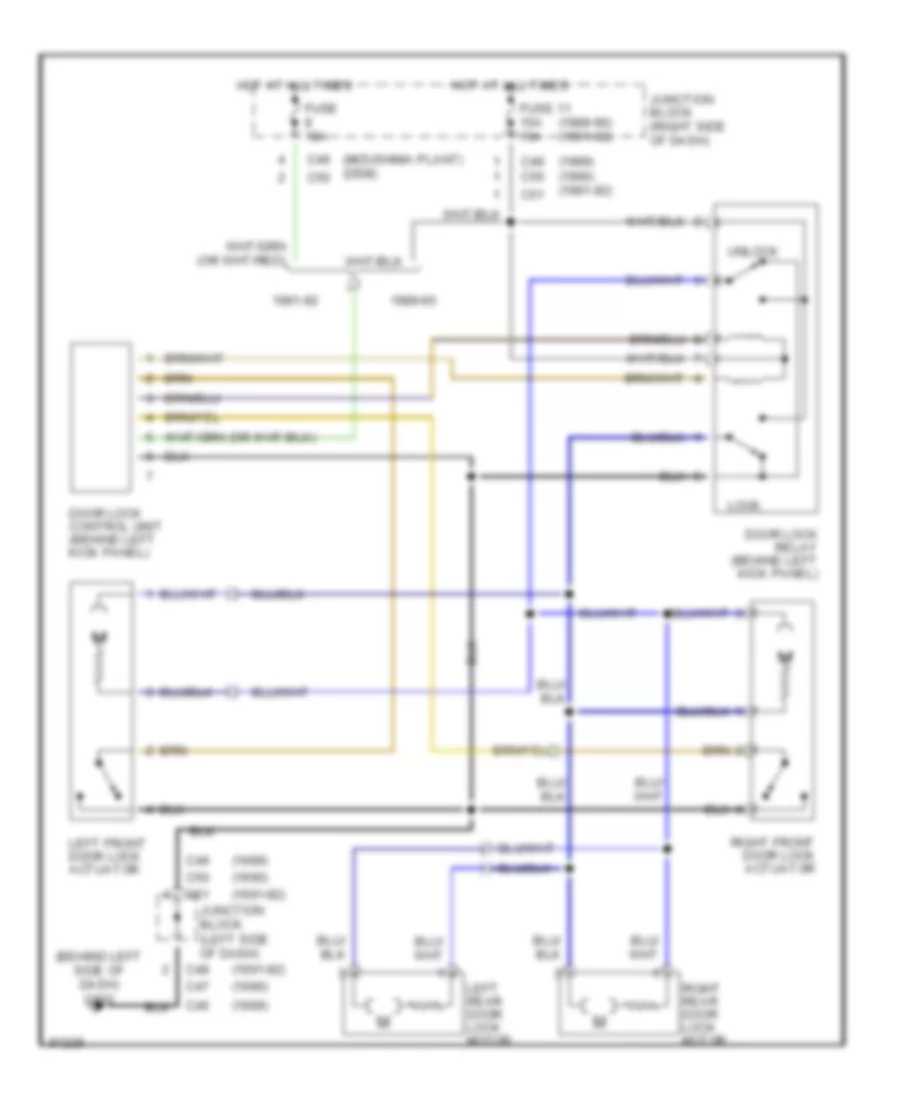 Power Door Lock Wiring Diagram for Mitsubishi Mirage VL 1990