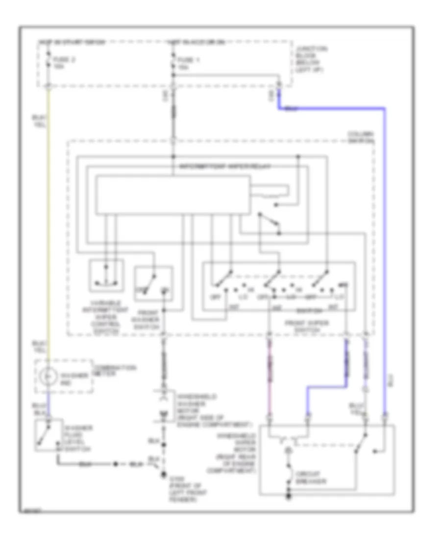 Front Wiper Washer Wiring Diagram for Mitsubishi Mirage VL 1990